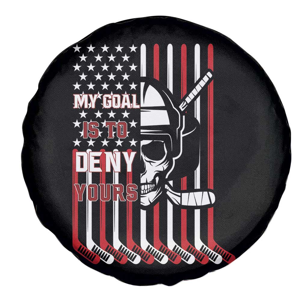 USA Flag Hockey Spare Tire Cover Skull Player My Goal Is To Deny Yours TS02 Print Your Wear