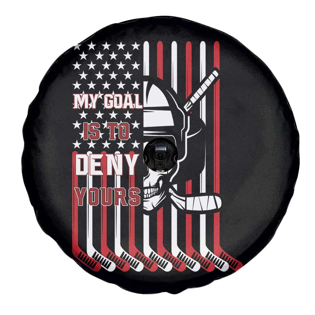 USA Flag Hockey Spare Tire Cover Skull Player My Goal Is To Deny Yours TS02 Print Your Wear