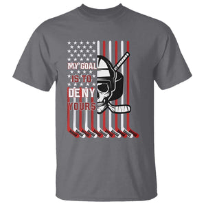 USA Flag Hockey T Shirt Skull Player My Goal Is To Deny Yours TS02 Charcoal Print Your Wear