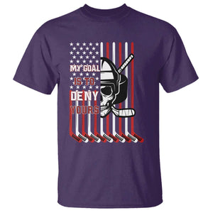 USA Flag Hockey T Shirt Skull Player My Goal Is To Deny Yours TS02 Purple Print Your Wear