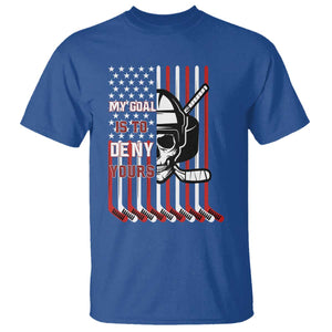USA Flag Hockey T Shirt Skull Player My Goal Is To Deny Yours TS02 Royal Blue Print Your Wear