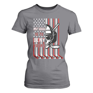 USA Flag Hockey T Shirt For Women Skull Player My Goal Is To Deny Yours TS02 Charcoal Print Your Wear