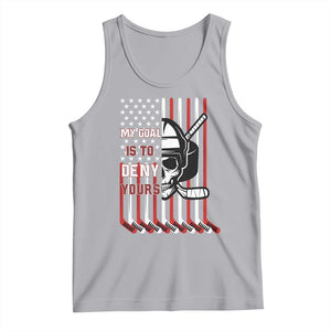 USA Flag Hockey Tank Top Skull Player My Goal Is To Deny Yours TS02 Athletic Heather Print Your Wear