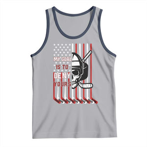 USA Flag Hockey Tank Top Skull Player My Goal Is To Deny Yours TS02 Athletic Heather Navy Print Your Wear