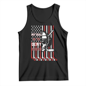 USA Flag Hockey Tank Top Skull Player My Goal Is To Deny Yours TS02 Black Print Your Wear