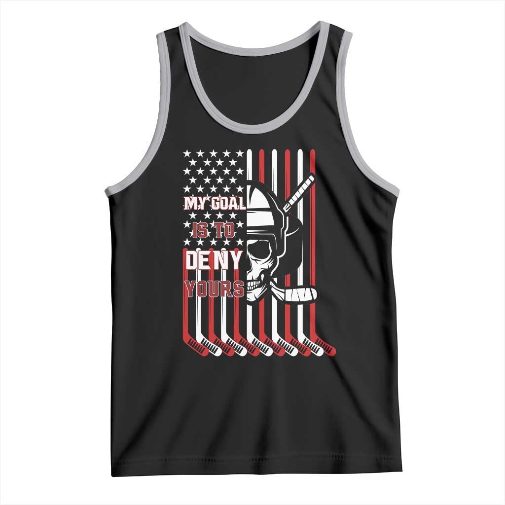 USA Flag Hockey Tank Top Skull Player My Goal Is To Deny Yours TS02 Black Athletic Heather Print Your Wear