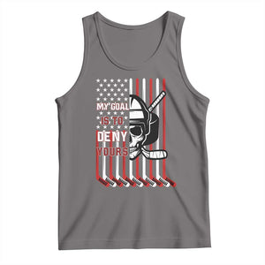 USA Flag Hockey Tank Top Skull Player My Goal Is To Deny Yours TS02 Deep Heather Print Your Wear