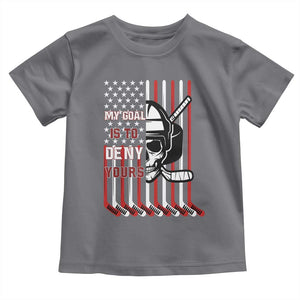 USA Flag Hockey Toddler T Shirt Skull Player My Goal Is To Deny Yours TS02 Charcoal Print Your Wear