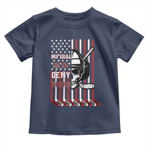 USA Flag Hockey Toddler T Shirt Skull Player My Goal Is To Deny Yours TS02 Navy Print Your Wear