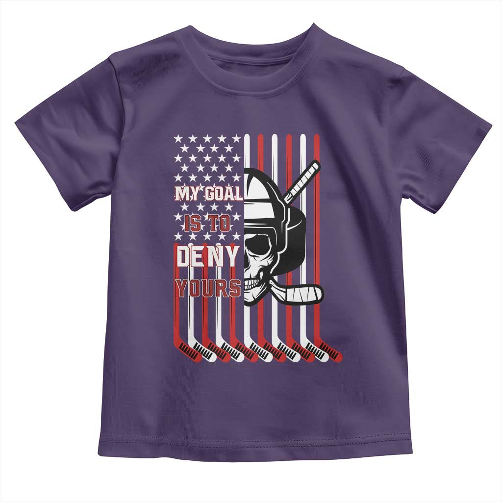 USA Flag Hockey Toddler T Shirt Skull Player My Goal Is To Deny Yours TS02 Purple Print Your Wear