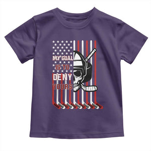 USA Flag Hockey Toddler T Shirt Skull Player My Goal Is To Deny Yours TS02 Purple Print Your Wear