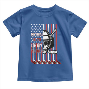 USA Flag Hockey Toddler T Shirt Skull Player My Goal Is To Deny Yours TS02 Royal Blue Print Your Wear