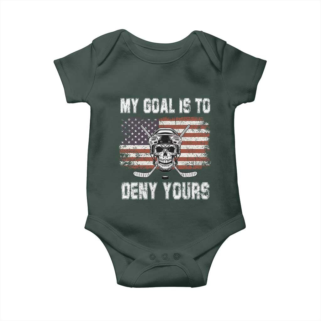 USA Flag Hockey Skull Baby Onesie My Goal Is To Deny Yours TS02 Print Your Wear