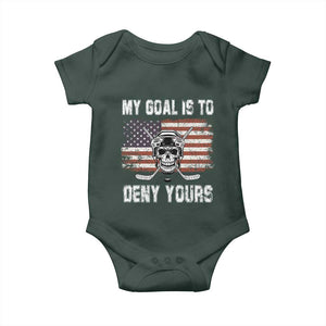 USA Flag Hockey Skull Baby Onesie My Goal Is To Deny Yours TS02 Print Your Wear