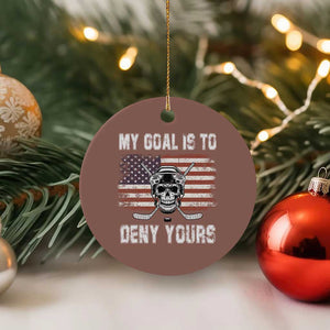 USA Flag Hockey Skull Ceramic Ornament My Goal Is To Deny Yours TS02 1pc Mocha Print Your Wear