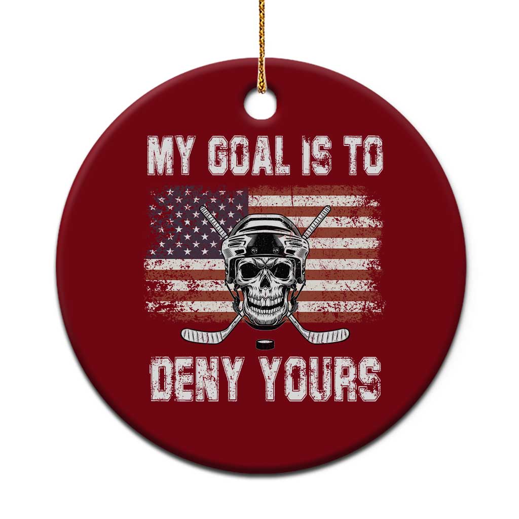 USA Flag Hockey Skull Ceramic Ornament My Goal Is To Deny Yours TS02 1pc Red Print Your Wear