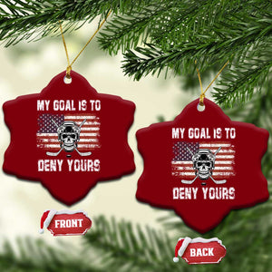 USA Flag Hockey Skull Ceramic Ornament My Goal Is To Deny Yours TS02 Print Your Wear