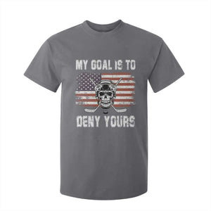 USA Flag Hockey Skull T Shirt For Kid My Goal Is To Deny Yours TS02 Charcoal Print Your Wear