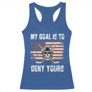 USA Flag Hockey Skull Racerback Tank Top My Goal Is To Deny Yours TS02 Royal Blue Print Your Wear