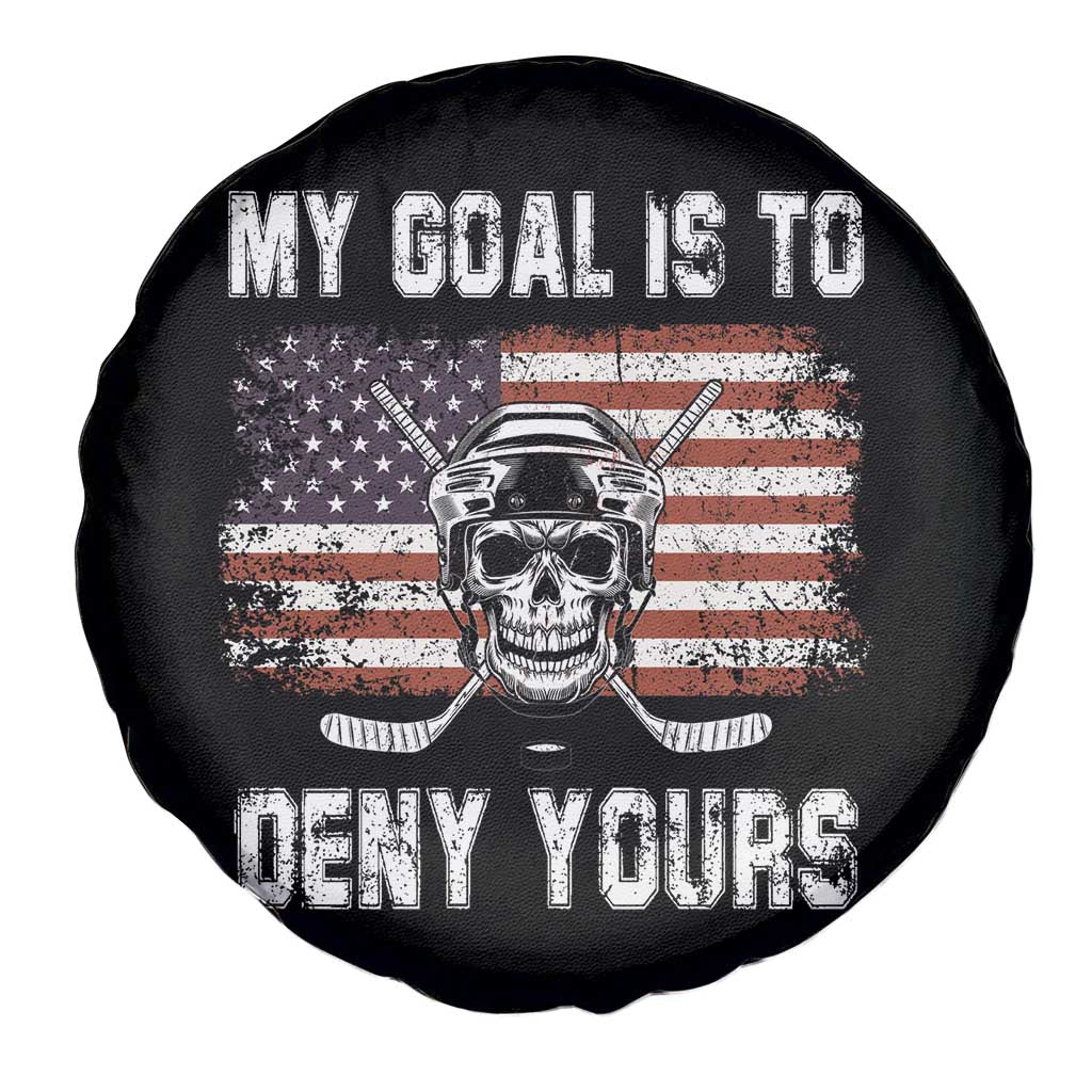 USA Flag Hockey Skull Spare Tire Cover My Goal Is To Deny Yours TS02 Print Your Wear