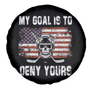 USA Flag Hockey Skull Spare Tire Cover My Goal Is To Deny Yours TS02 Print Your Wear