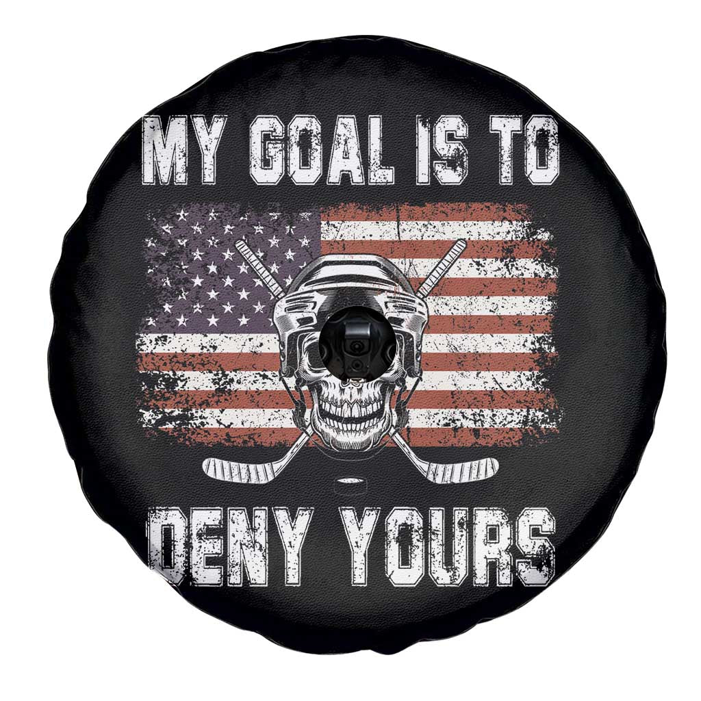 USA Flag Hockey Skull Spare Tire Cover My Goal Is To Deny Yours TS02 Print Your Wear