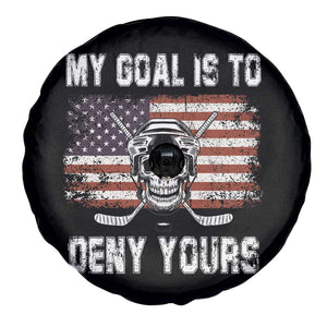 USA Flag Hockey Skull Spare Tire Cover My Goal Is To Deny Yours TS02 Print Your Wear