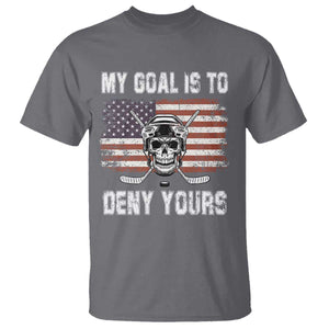 USA Flag Hockey Skull T Shirt My Goal Is To Deny Yours TS02 Charcoal Print Your Wear