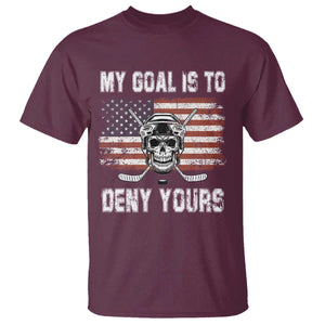 USA Flag Hockey Skull T Shirt My Goal Is To Deny Yours TS02 Maroon Print Your Wear