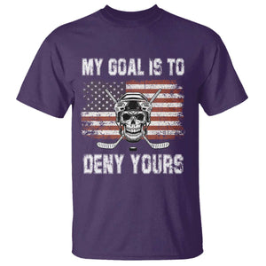 USA Flag Hockey Skull T Shirt My Goal Is To Deny Yours TS02 Purple Print Your Wear