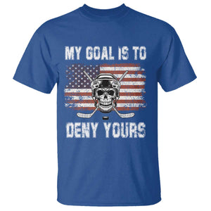 USA Flag Hockey Skull T Shirt My Goal Is To Deny Yours TS02 Royal Blue Print Your Wear