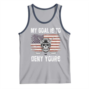 USA Flag Hockey Skull Tank Top My Goal Is To Deny Yours TS02 Athletic Heather Navy Print Your Wear