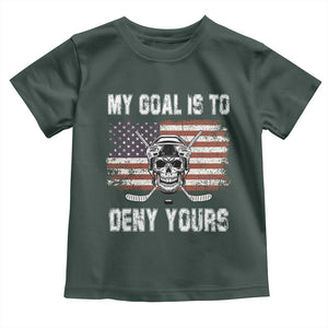 USA Flag Hockey Skull Toddler T Shirt My Goal Is To Deny Yours TS02 Dark Forest Green Print Your Wear
