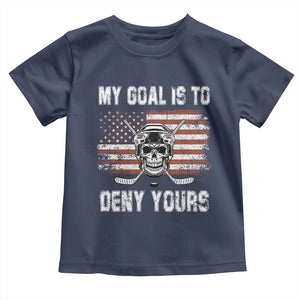 USA Flag Hockey Skull Toddler T Shirt My Goal Is To Deny Yours TS02 Navy Print Your Wear
