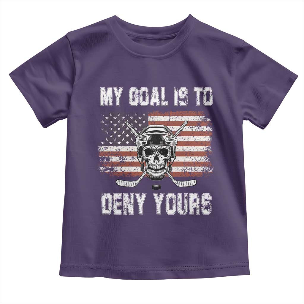 USA Flag Hockey Skull Toddler T Shirt My Goal Is To Deny Yours TS02 Purple Print Your Wear