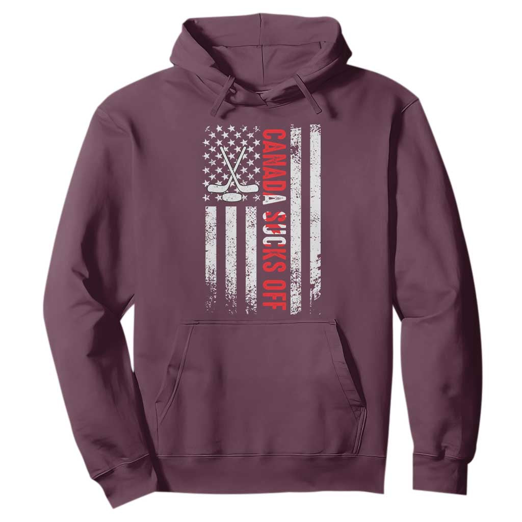 USA Flag Hockey Hoodie Funny Canada Sucks US EH American Flag TS02 Maroon Print Your Wear