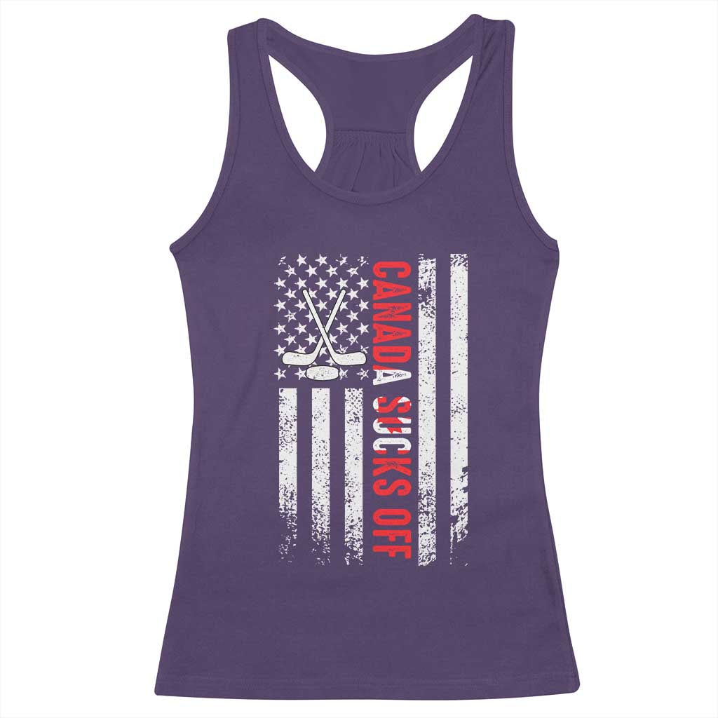 USA Flag Hockey Racerback Tank Top Funny Canada Sucks US EH American Flag TS02 Purple Print Your Wear