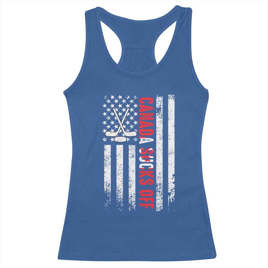 USA Flag Hockey Racerback Tank Top Funny Canada Sucks US EH American Flag TS02 Royal Blue Print Your Wear