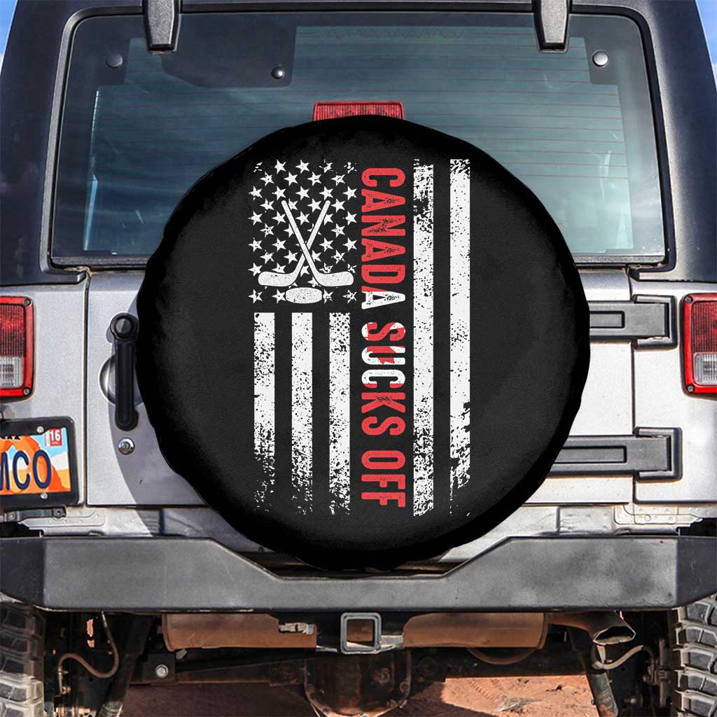 USA Flag Hockey Spare Tire Cover Funny Canada Sucks US EH American Flag TS02 No hole Black Print Your Wear