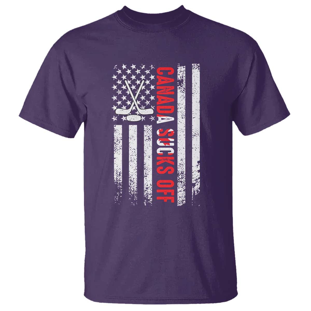 USA Flag Hockey T Shirt Funny Canada Sucks US EH American Flag TS02 Purple Print Your Wear