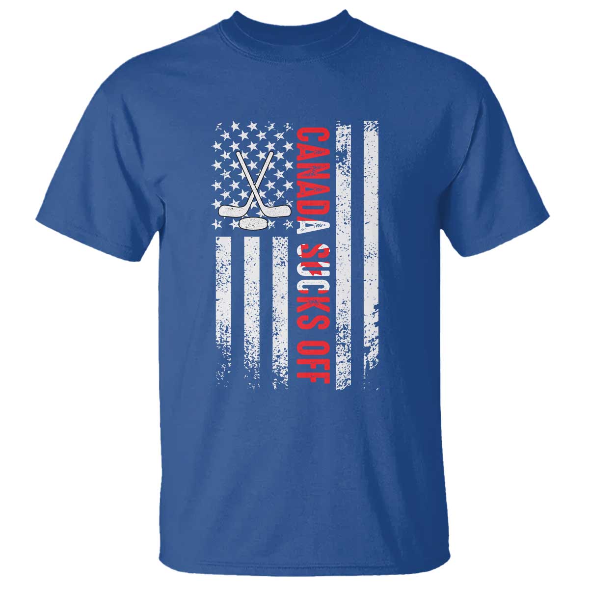 USA Flag Hockey T Shirt Funny Canada Sucks US EH American Flag TS02 Royal Blue Print Your Wear