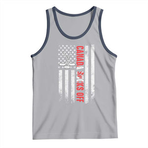 USA Flag Hockey Tank Top Funny Canada Sucks US EH American Flag TS02 Athletic Heather Navy Print Your Wear
