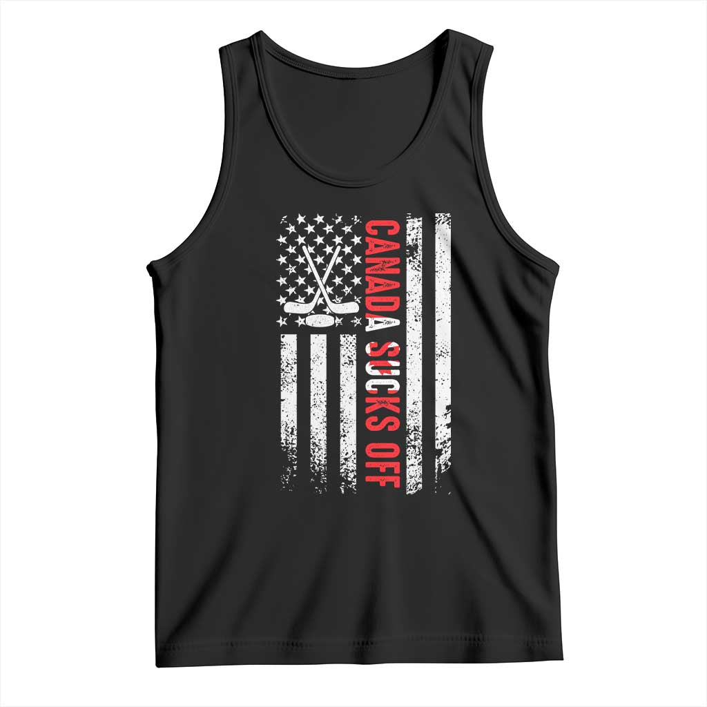 USA Flag Hockey Tank Top Funny Canada Sucks US EH American Flag TS02 Black Print Your Wear