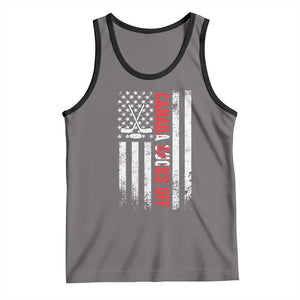 USA Flag Hockey Tank Top Funny Canada Sucks US EH American Flag TS02 Deep Heather Black Print Your Wear