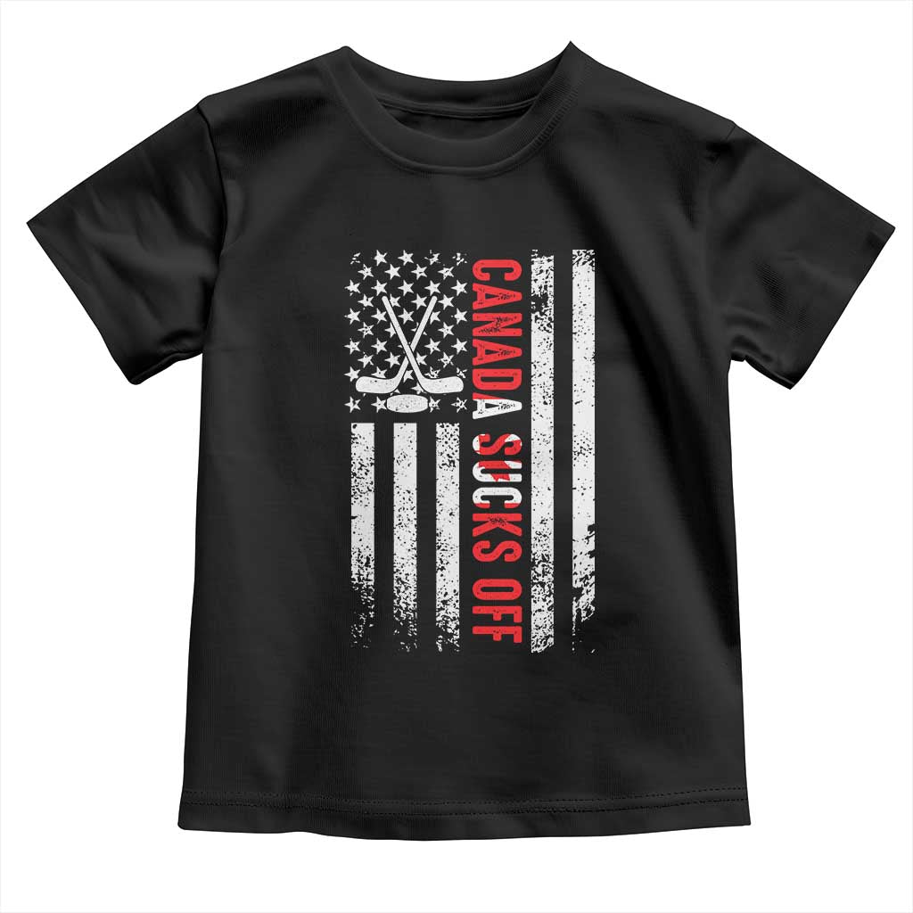 USA Flag Hockey Toddler T Shirt Funny Canada Sucks US EH American Flag TS02 Black Print Your Wear
