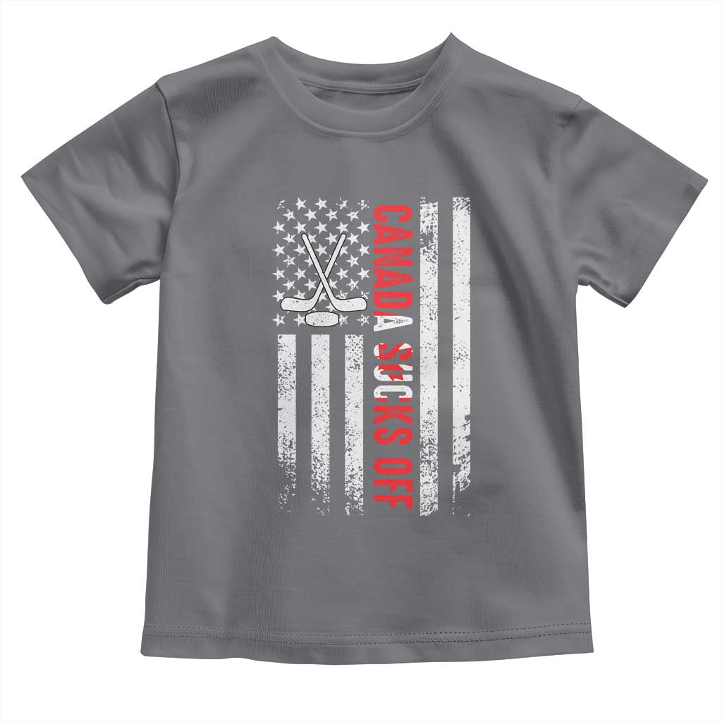 USA Flag Hockey Toddler T Shirt Funny Canada Sucks US EH American Flag TS02 Charcoal Print Your Wear
