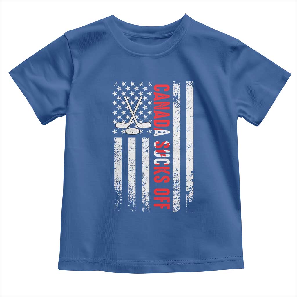 USA Flag Hockey Toddler T Shirt Funny Canada Sucks US EH American Flag TS02 Royal Blue Print Your Wear