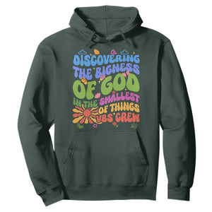 VBS 2025 Hoodie Discovering The Bigness Of God In The Smallest Of Things Retro Groovy TS02 Dark Forest Green Print Your Wear