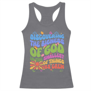 VBS 2025 Racerback Tank Top Discovering The Bigness Of God In The Smallest Of Things Retro Groovy TS02 Charcoal Print Your Wear