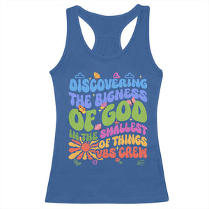 VBS 2025 Racerback Tank Top Discovering The Bigness Of God In The Smallest Of Things Retro Groovy TS02 Royal Blue Print Your Wear